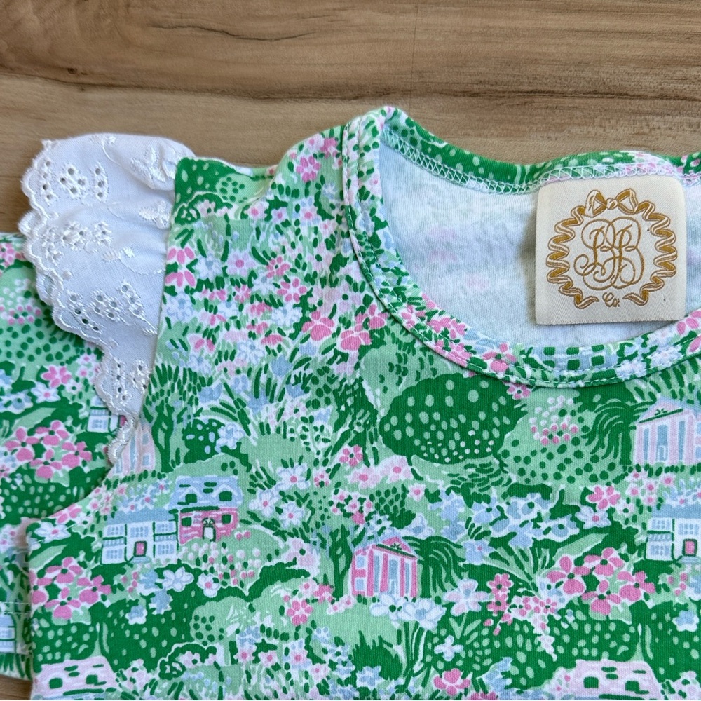 TBBC Green & Pink Floral Girls Top size 10